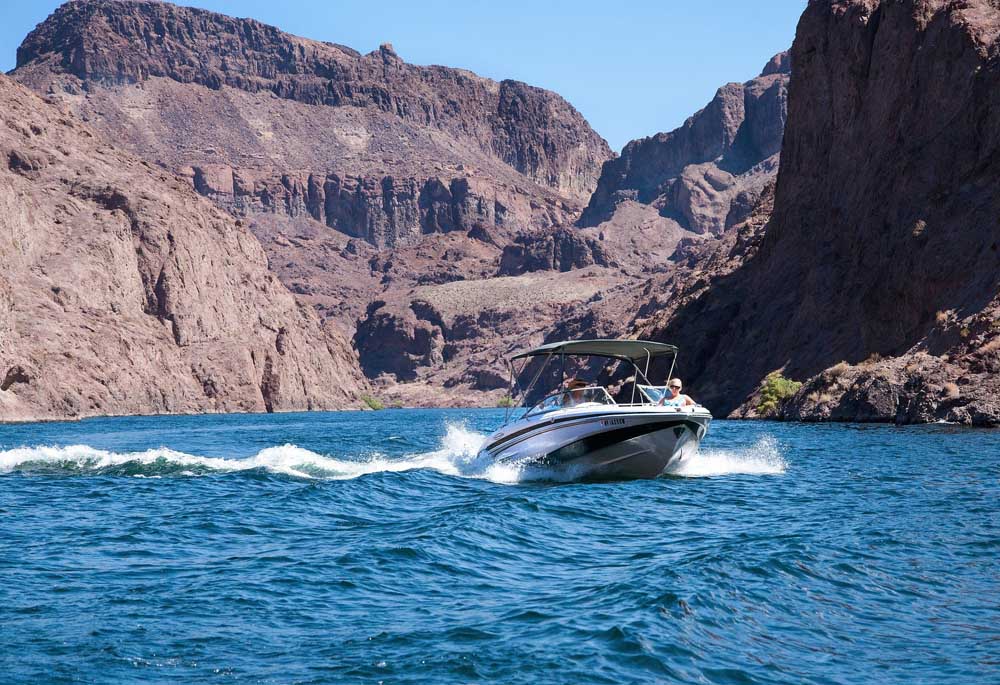 Bootstour auf dem Lake Mead, Hoover Dam, Valley of Fire
